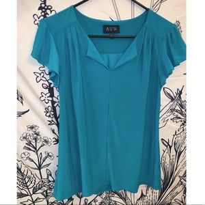 Teal short sleeve blouse Small